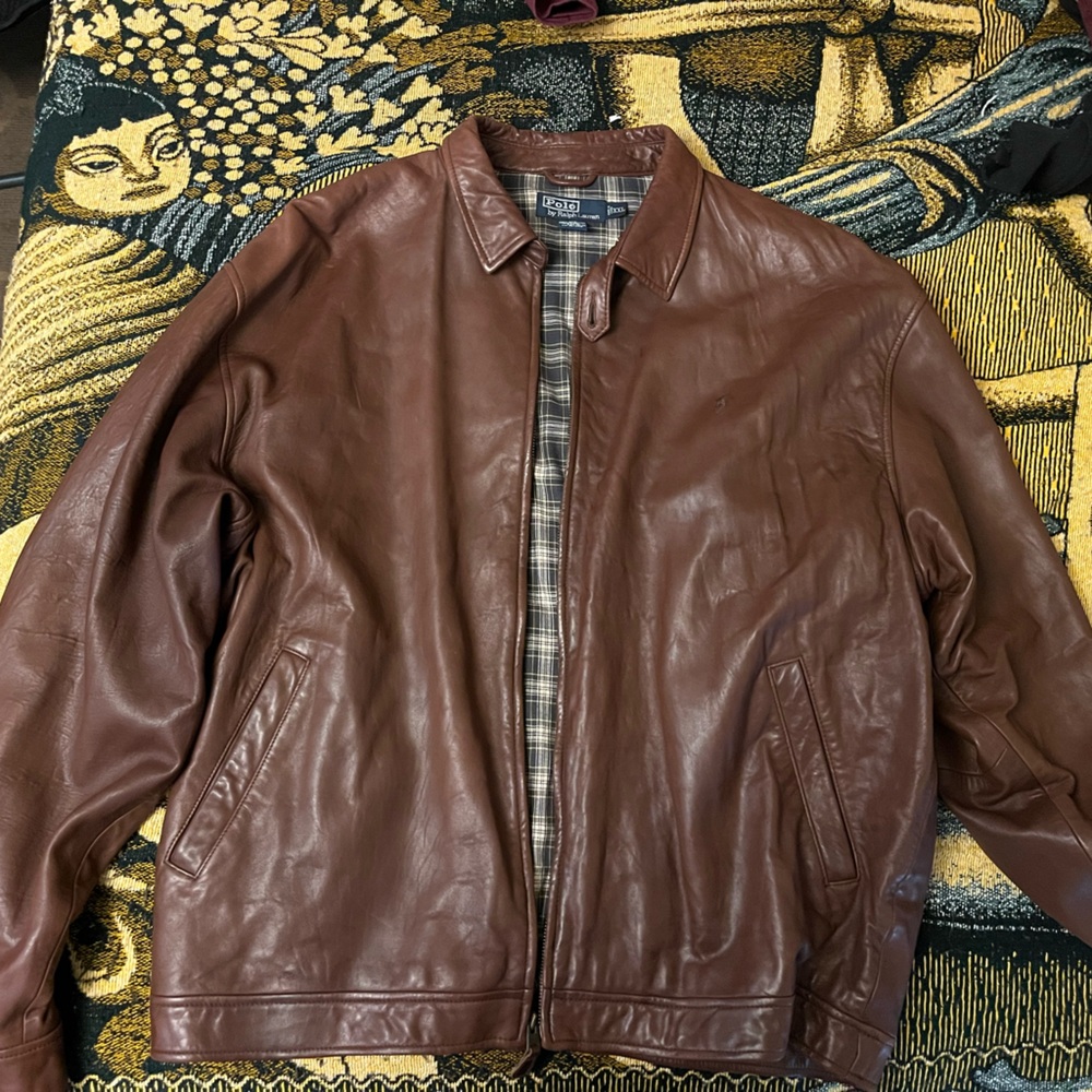 Men's Vintage Polo Ralph Lauren Brown Leather Jacket